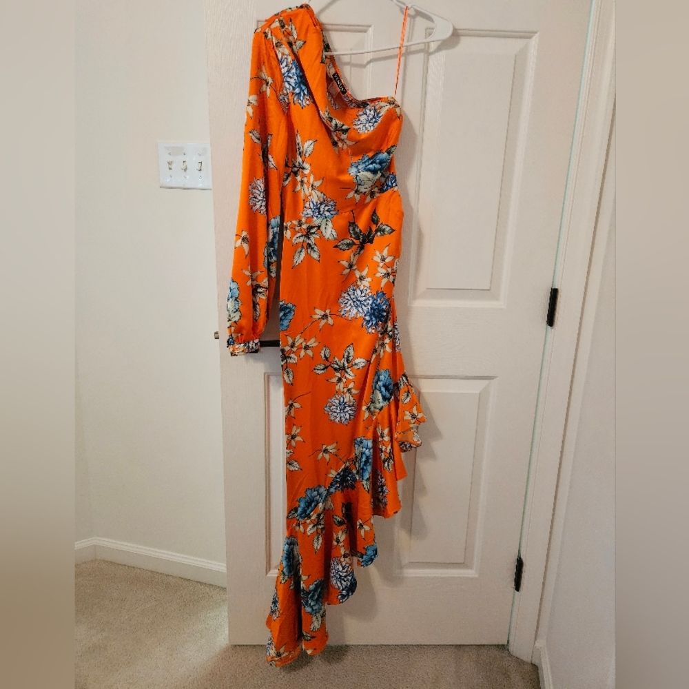 One shoulder Dress- Size 2 in Bright Orange